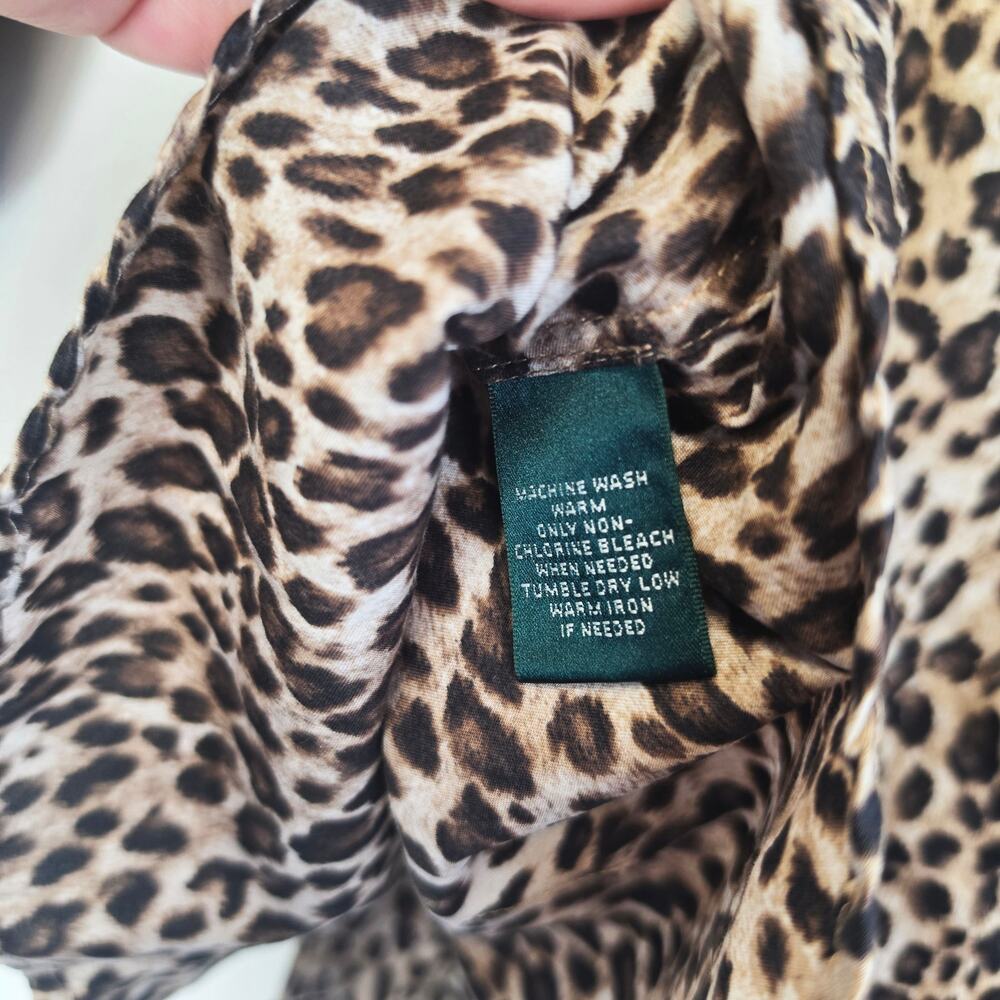 Lauren Ralph Lauren Leopard Print Button Up Shirt Sz Small Animal Print LRL - Picture 8 of 8